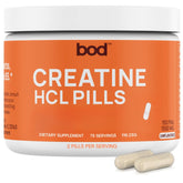 Bod bote frontal de Creatine HCL mostrando presentación sin sabor y 150 cápsulas