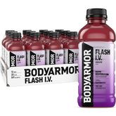 BODYARMOR Flash I.V. Grape vista frontal mostrando botella y etiqueta clara