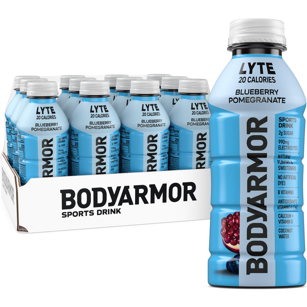 BODYARMOR LYTE vista frontal de la botella con diseño atractivo y refrescante