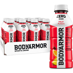 BODYARMOR pack de 12 botellas frente mostrando el diseño y conveniencia