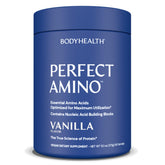 BodyHealth PerfectAmino polvo frontal mostrando envase y etiqueta, ideal para recuperación