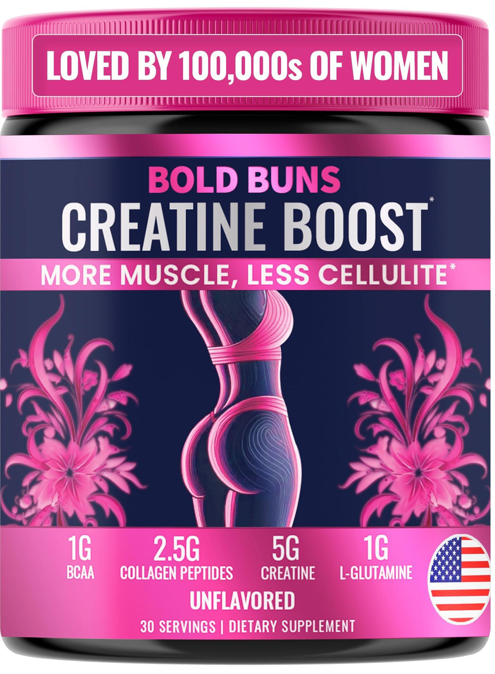 Bold Buns envase frontal mostrando la etiqueta y beneficios