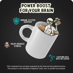 Bones Coffee comparación de tamaño del paquete de 10 oz junto a objetos cotidianos
