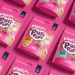 Bonkers Purrpops detalle de una paleta liofilizada resaltando textura y sabor concentrado