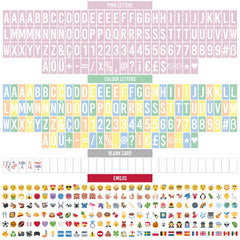 BONNYCO conjunto de letras y emojis organizados para personalizar mensajes