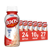 BOOST envase frontal crema fresa mostrando tamaño y diseño, práctico y nutritivo