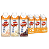 BOOST frente del envase muestra tamaño y sabores para aporte calórico