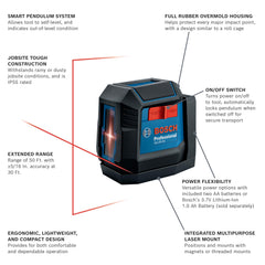 Bosch GLL50-20 detalle del recubrimiento de goma que protege impactos