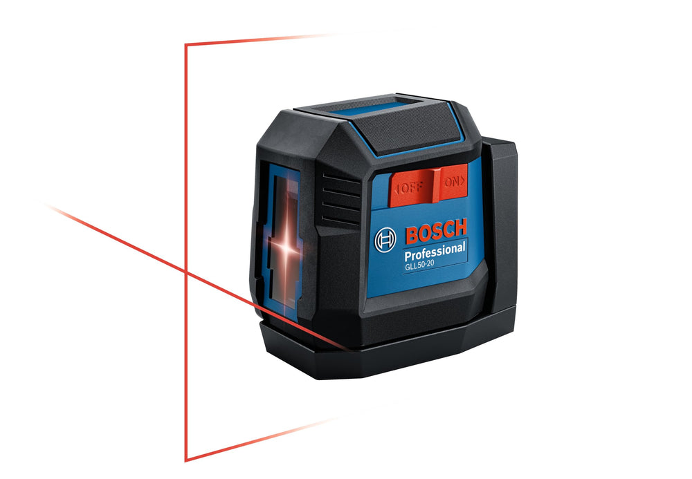 Bosch GLL50-20 vista frontal mostrando líneas nítidas y carcasa robusta