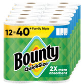 Bounty empaque frontal 12 Family Triple mostrando ahorro y conveniencia