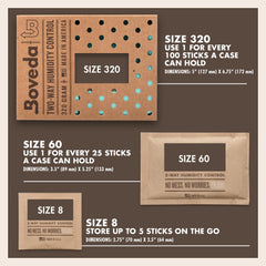 Boveda Size 60 next to a ruler showing pack dimensions and easy fit