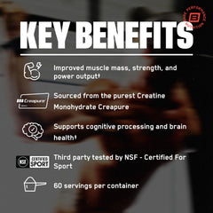BARE PERFORMANCE NUTRITION Creapure en vaso mezclado, fácil disolución y uso