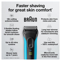 Braun Series 3 recortador de precisión cortando patilla con acabado definido