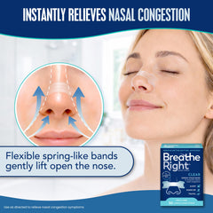 Breathe Right detalle de la tira con bandas flexibles para alivio inmediato
