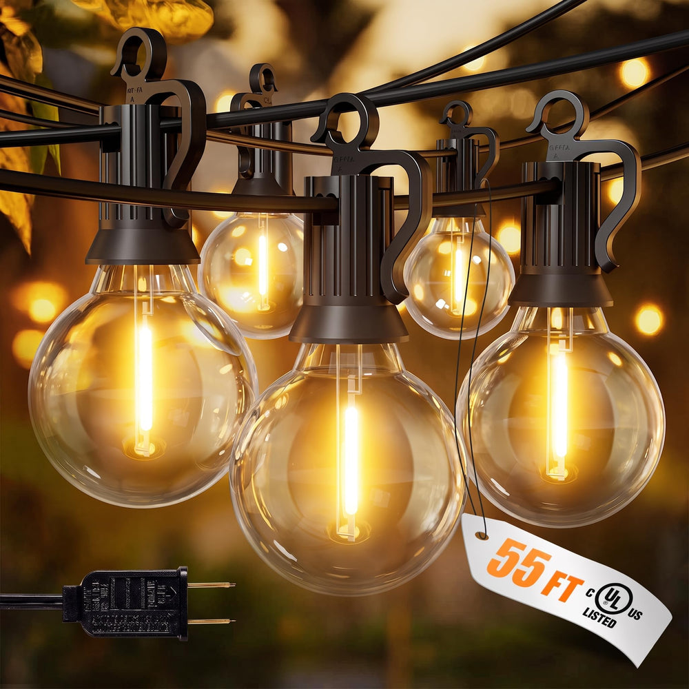 Brightown front packaging showing full 55ft patio lights set and features