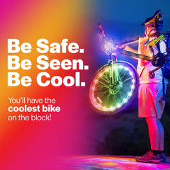 Brightz installed on a bike wheel demonstrating full circular glow for increased visibility
