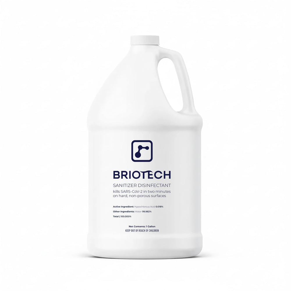 BRIOTECH botella frontal 1 galón mostrando etiqueta clara y beneficio de seguridad