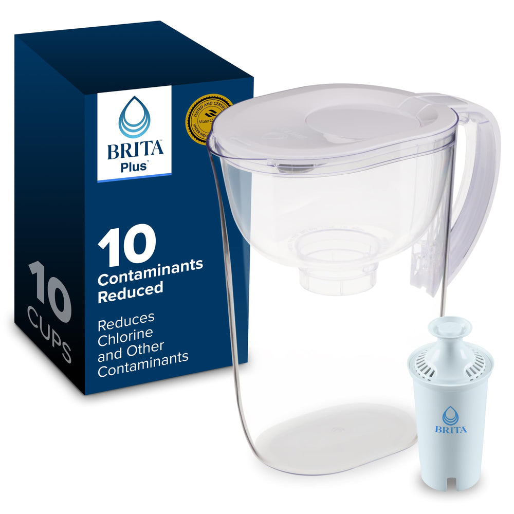 BRITA jarra frontal transparente mostrando diseño y capacidad