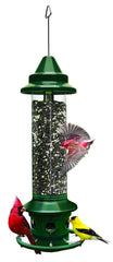 Brome Squirrel Buster Plus front view showing feeder and hanging hook, durable design benefit