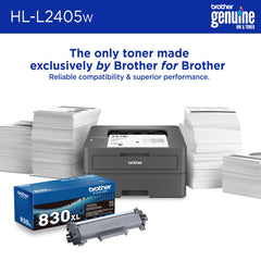 Brother HL-L2405W panel de conectividad mostrando puertos y opciones inalámbricas seguras