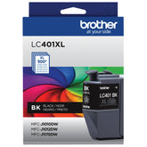 Brother LC401XLBK vista frontal del cartucho mostrando el diseño y la marca, garantizando compatibilidad