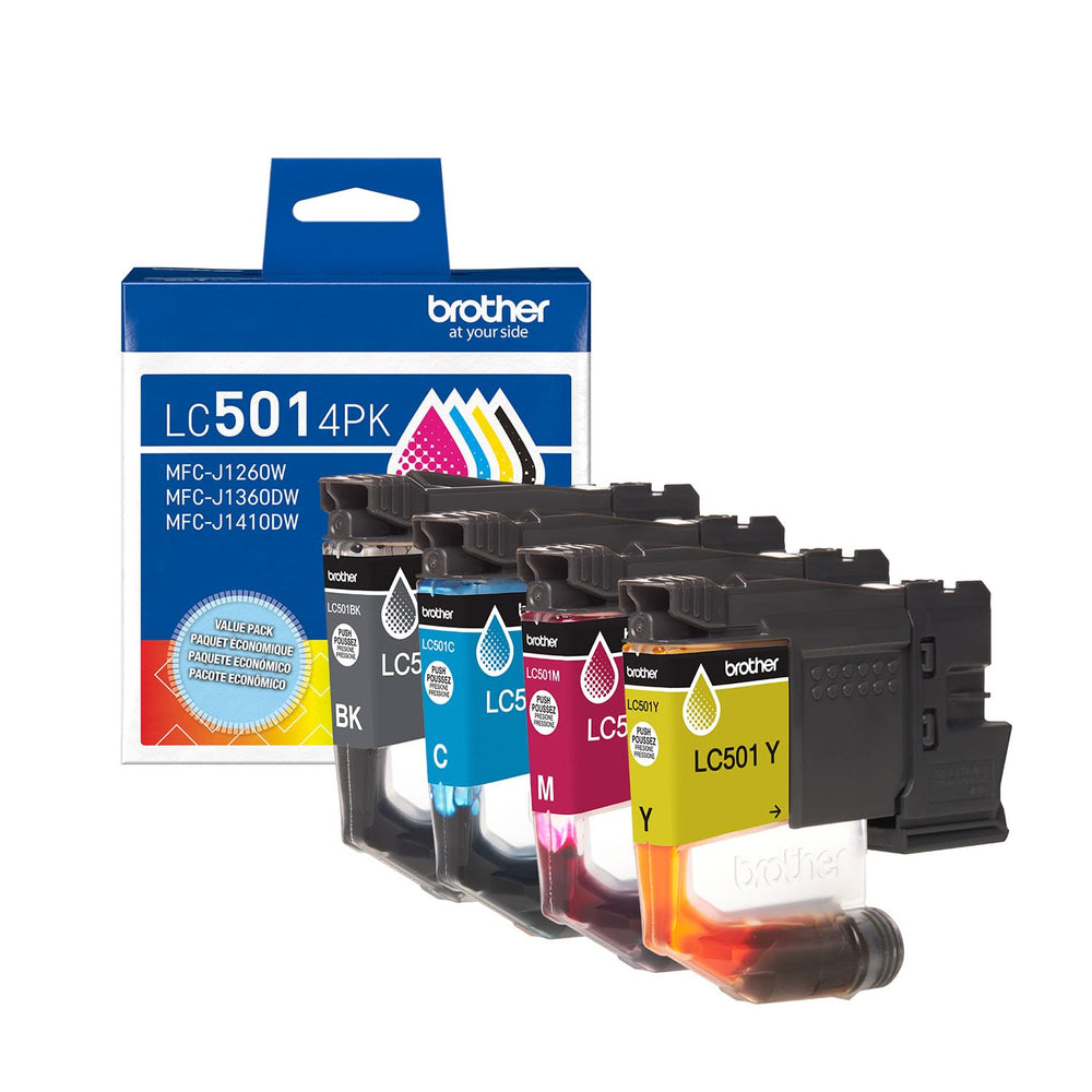 Brother pack LC5014PK frontal del empaque mostrando colores y compatibilidad, garantía de calidad