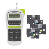 Brother P-Touch vista frontal mostrando diseño compacto y botones funcionales