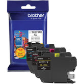 Brother pack frontal con cartuchos cian magenta amarillo mostrando colores vivos