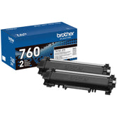 Brother pack frontal mostrando dos cartuchos TN760 y claridad profesional