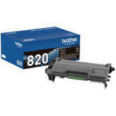 Brother cartucho TN820 frontal del empaque mostrando ajuste perfecto y fiabilidad