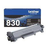 Brother TN830 vista frontal del cartucho y empaque, confianza en compatibilidad