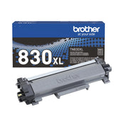 Brother TN830XL empaque frontal mostrando cartucho y beneficio de rendimiento alto