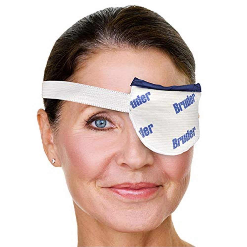 Bruder compresa ocular frontal mostrando diseño y ajuste cómodo para alivio rápido