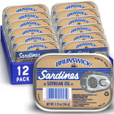 Brunswick lata frontal mostrando etiqueta clara y conveniencia
