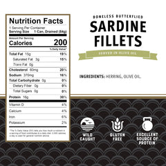 Brunswick close-up of sardine texture in olive oil, tender flaky fillets benefit