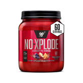 BSN bote N.O.-XPLODE Fruit Punch frente mostrando etiqueta y volumen