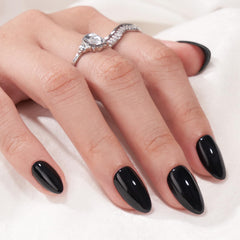 BTArtbox envase frontal con 32 uñas negras terciopelo y presentación profesional