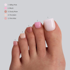 BTArtboxnails uñas en uso sobre pie en casa, aplicación fácil y aspecto natural