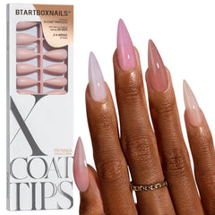BTArtboxnails vista frontal del empaque mostrando 5 tonos nude y beneficio de variedad