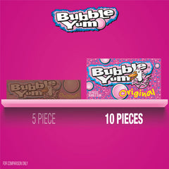 Bubble Yum textura suave de chicle en primer plano, masticabilidad visible