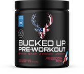 Bucked Up bote frontal mostrando Freedom Pop y beneficio de claridad de etiqueta