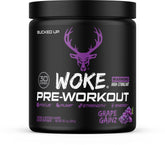 Bucked Up WOKE frontal del envase mostrando la marca y beneficio de energía