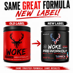 Bucked Up Woke servicio preparado en vaso listo para beber antes del entrenamiento
