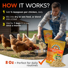 Bol con alimento mezclado con WormStop Buff Clucks, fomenta ingestión natural