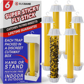 BugBane front packaging showing six fly stick traps and clear benefits
