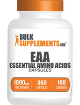 BulkSupplements frasco frontal mostrando 360 cápsulas y conveniencia