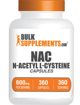 BulkSupplements envase frontal NAC 600 mg mostrando claridad y confianza