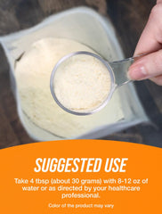 BulkSupplements cucharada de 30 g sobre mesa, porción precisa y práctica