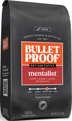 Bulletproof Mentalist frente del paquete mostrando 12 oz y receta clara