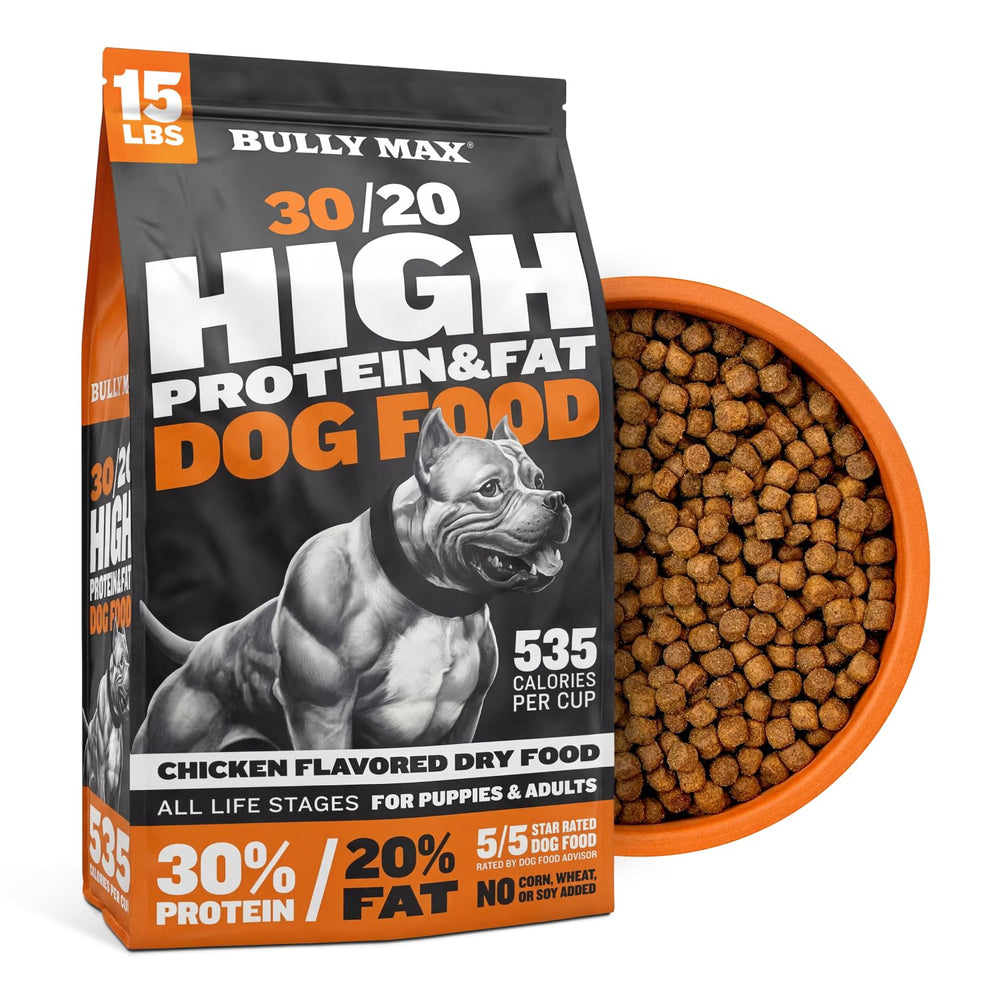 Bully Max paquete frontal 15 lb mostrando diseño y beneficios